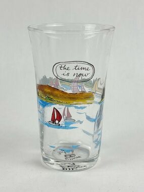 NWT Anthropologie Molly Hatch 6 oz Juice Glass The Time Is Now Sailboats